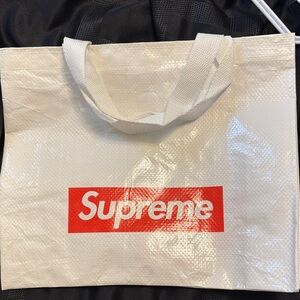 Supreme Red and White Logo Tote